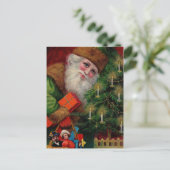 Weihnachtsmann auf grüner Postkarte (Stehend Vorderseite)