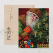 Weihnachtsmann auf grüner Postkarte (Vorne/Hinten)