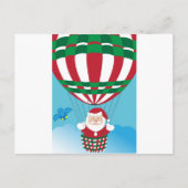 Weihnachtsmann auf Heißluftballon Feiertagspostkarte (Vorderseite)