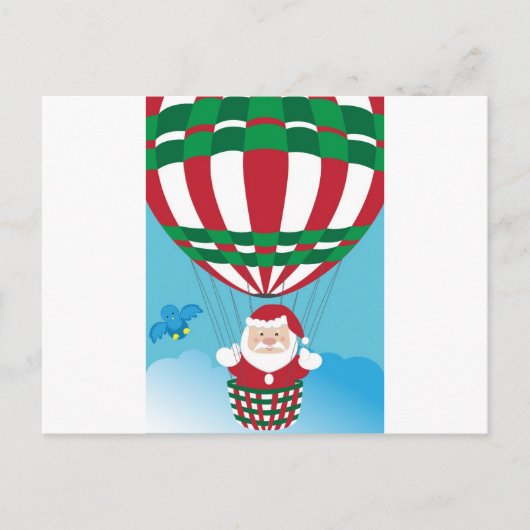 Weihnachtsmann auf Heißluftballon Feiertagspostkarte (Vorderseite)