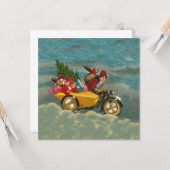 Weihnachtsmann auf Motorrad 5,25 x 5,25 Karte (Vorderseite/Rückseite Beispiel)