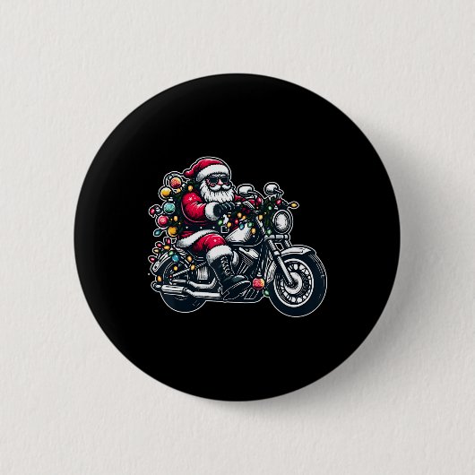 Weihnachtsmann auf Motorrad Funny Biker Weihnachte Button (Vorderseite)