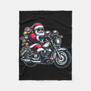 Weihnachtsmann auf Motorrad Funny Biker Weihnachte Fleecedecke