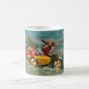 Weihnachtsmann auf Motorrad im Vintage-Stil Kaffeetasse