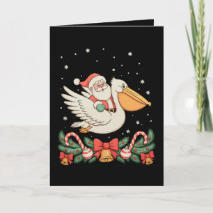 Weihnachtsmann auf Pelikan-Vogel-Weihnachten Xmas  Feiertagskarte