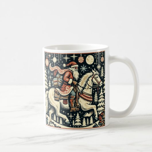 Weihnachtsmann auf Pferd Thru Village Kaffeetasse (Rechts)