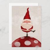 Weihnachtsmann auf Pilzen Feiertagskarte (Vorne/Hinten)