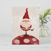 Weihnachtsmann auf Pilzen Feiertagskarte (Stehend Vorderseite)