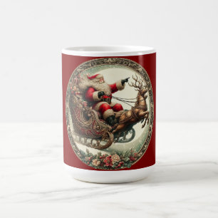 Weihnachtsmann auf Schlitten und Rentieren Kaffeetasse
