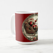 Weihnachtsmann auf Schlitten und Rentieren Kaffeetasse (Vorderseite Links)