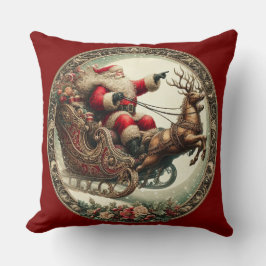 Weihnachtsmann auf Schlitten und Rentieren Kissen