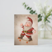 Weihnachtsmann auf Skateboard Feiertagspostkarte (Stehend Vorderseite)