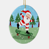 Weihnachtsmann auf Skateboard Keramik Ornament (Rechts)