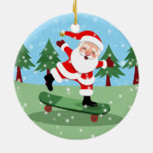 Weihnachtsmann auf Skateboard Keramik Ornament (Hinten)
