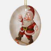 Weihnachtsmann auf Skateboard Keramikornament (Rechts)