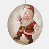 Weihnachtsmann auf Skateboard Keramikornament (Links)