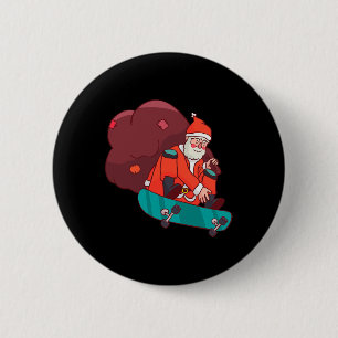 Weihnachtsmann auf Skateboard Lustiges Weihnachtsg Button