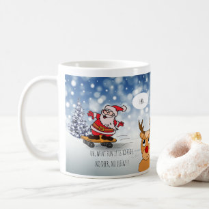 Weihnachtsmann auf Skateboard RentierSchlitten Win Kaffeetasse