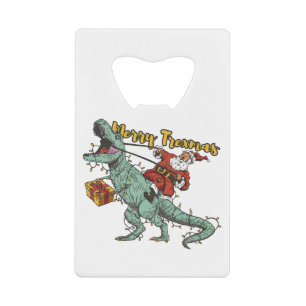 Weihnachtsmann auf T-Rex - Frohes Trexmas Geldbeutel Flaschenöffner