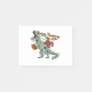 Weihnachtsmann auf T-Rex - Frohes Trexmas Post-it Klebezettel
