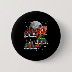 Weihnachtsmann auf Traktor Schlitten Weihnachten T Button