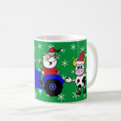 Weihnachtsmann auf Traktor und Kühe Kaffeetasse (VorderseiteRechts)