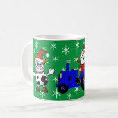 Weihnachtsmann auf Traktor und Kühe Kaffeetasse (Vorderseite Links)