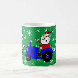 Weihnachtsmann auf Traktor und Kühe Kaffeetasse