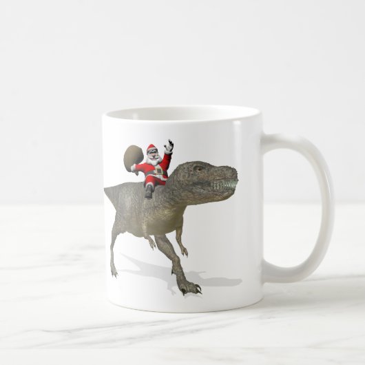 Weihnachtsmann auf Tyrannosaurus Rex Kaffeetasse (Rechts)