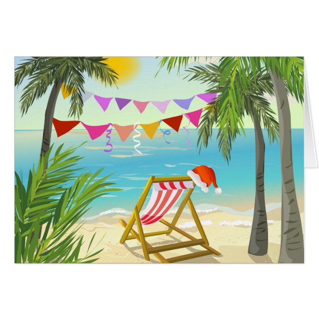 Weihnachtsmann auf Urlaub - Weihnachten am Strand  (Vorderseite (Horizontal))