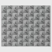 Weihnachtsmann auf Weihnachtsbaum in Schwarz und W Geschenkpapier (Flach)