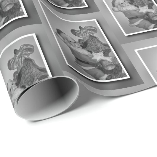 Weihnachtsmann auf Weihnachtsbaum in Schwarz und W Geschenkpapier (Rolleneckpunkt)