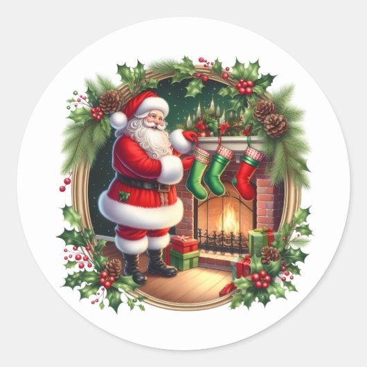 Weihnachtsmann-Aufkleber Runder Aufkleber (Vorderseite)