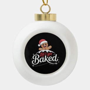 Weihnachtsmann aus Lebkuchen Familie Lasst uns geb Keramik Kugel-Ornament