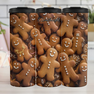 Weihnachtsmann aus Lebkuchen Festszene Thermosbecher