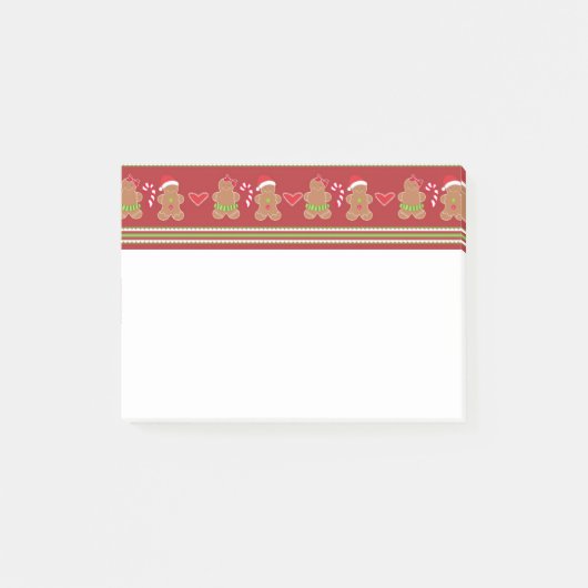 Weihnachtsmann aus Lebkuchen mit Weihnachtsstreife Post-it Klebezettel (Vorderseite)