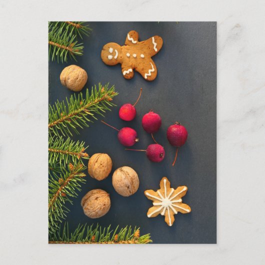 Weihnachtsmann aus Lebkuchen Postkarte (Vorderseite)