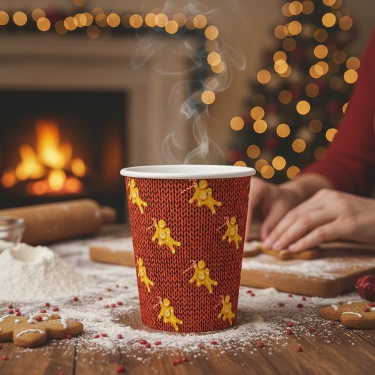 Weihnachtsmann aus Lebkuchen & Strickmuster Weihna Pappbecher