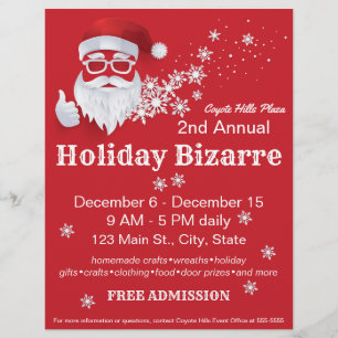 Weihnachtsmann aus Scherenschnitt auf rotem Weihna Flyer