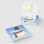 Weihnachtsmann aus Schnee Steinuntersetzer (Seitenansicht)
