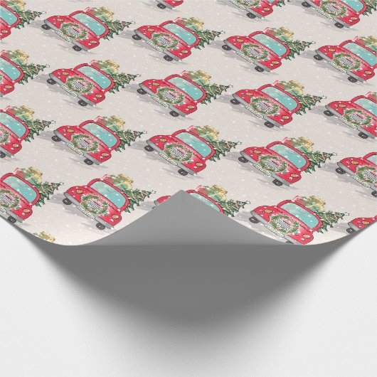 Weihnachtsmann Auto Weihnachtswrapping Papier Geschenkpapier (Ecke)