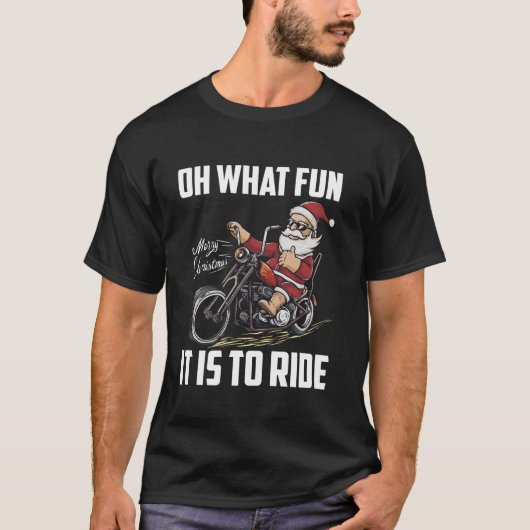 Weihnachtsmann Autofahren Motorrad Biker Weihnacht T-Shirt (Vorderseite)