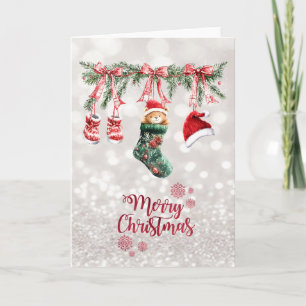  Weihnachtsmann-Baby-Bär-Weihnachts-Wäscheleine-Bo Feiertagskarte