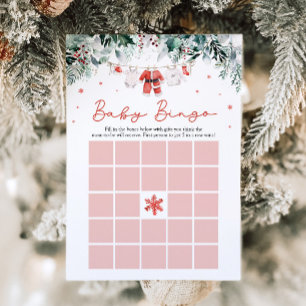 Weihnachtsmann-Baby-Bingo-Baby-Shower-Spiel in Rot Einladung