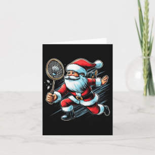 Weihnachtsmann Badminton Spieler Cool Sport Hobbys Karte