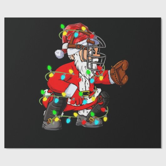Weihnachtsmann Baseball Catcher Geschenkpapier (Flach)