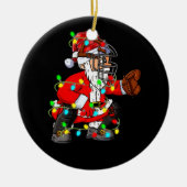 Weihnachtsmann Baseball Catcher Keramik Ornament (Vorne)