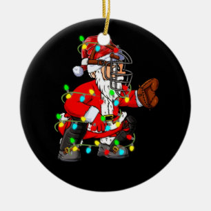 Weihnachtsmann Baseball Catcher Keramik Ornament