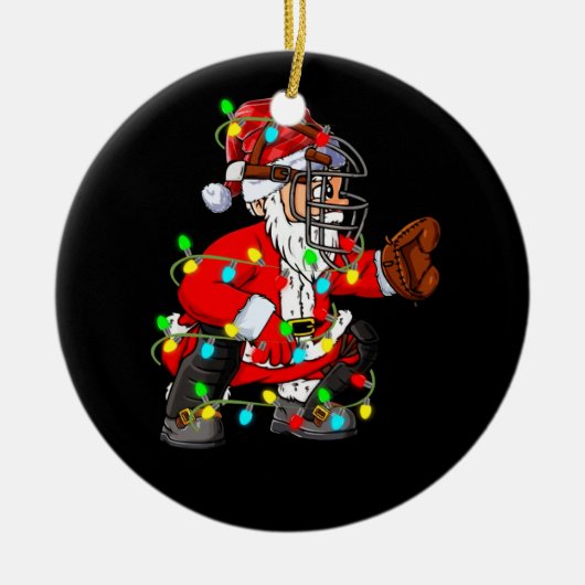 Weihnachtsmann Baseball Catcher Keramik Ornament (Vorne)