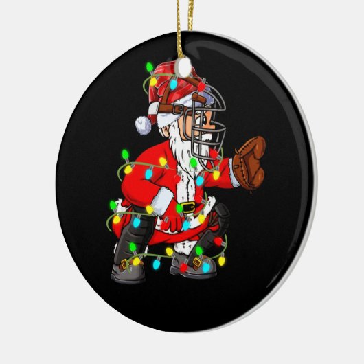 Weihnachtsmann Baseball Catcher Keramik Ornament (Links)
